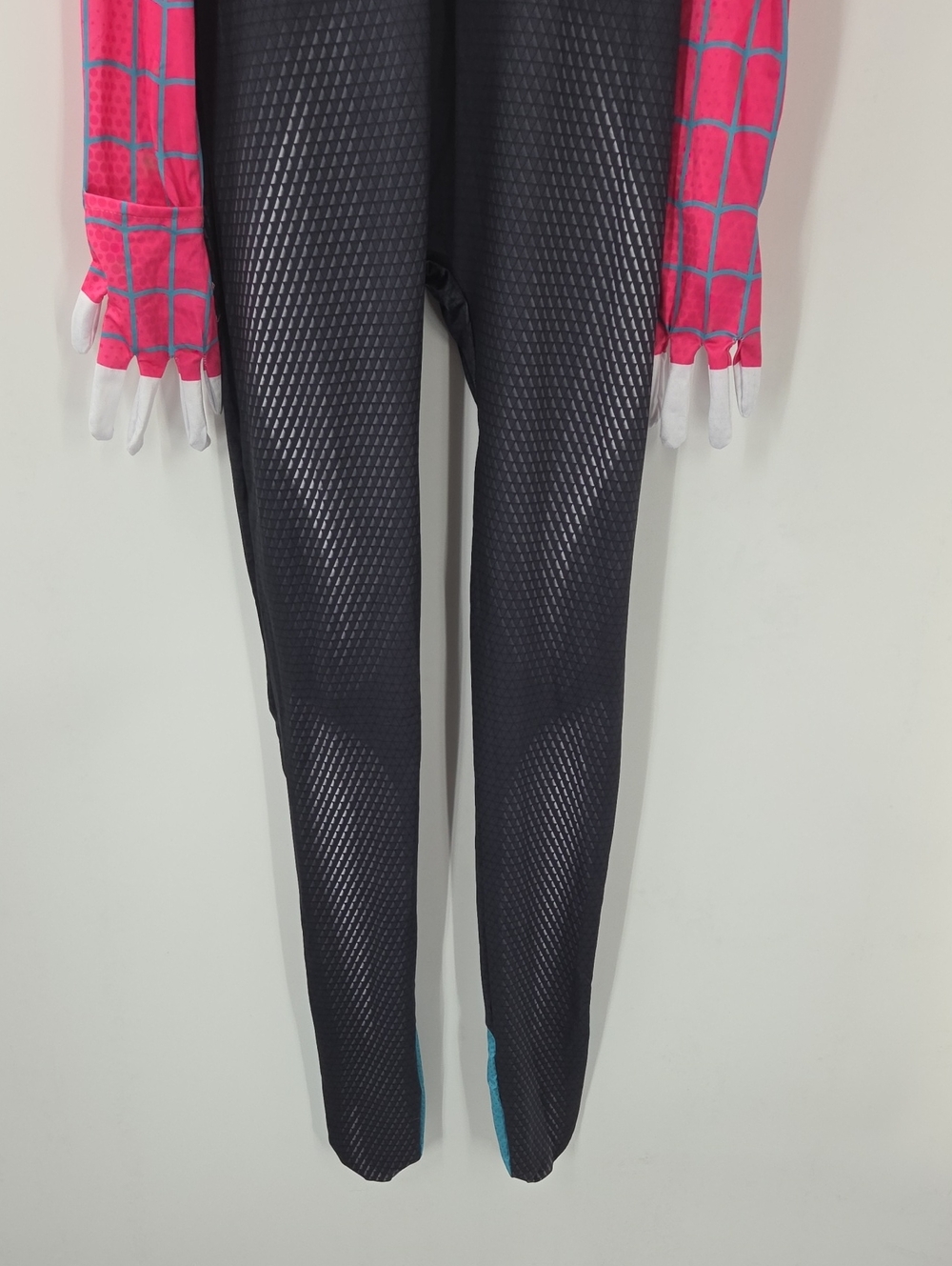 Spider Gwen Kids Superhero Hooded Jumpsuit in White, Black and Pink Size L - Picture 11 of 16